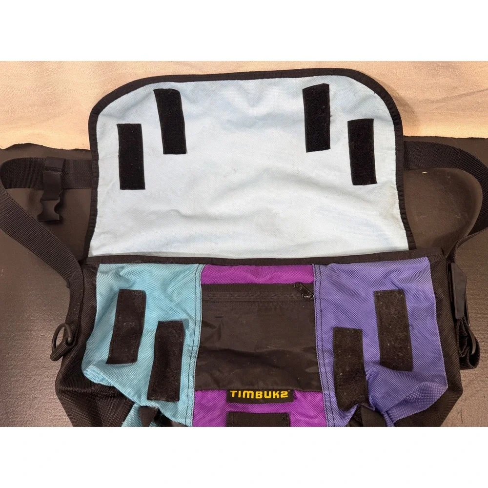 Timbuk2 Messenger Bag L Purple Teal Lavender Cordura Y2K Vintage Retro